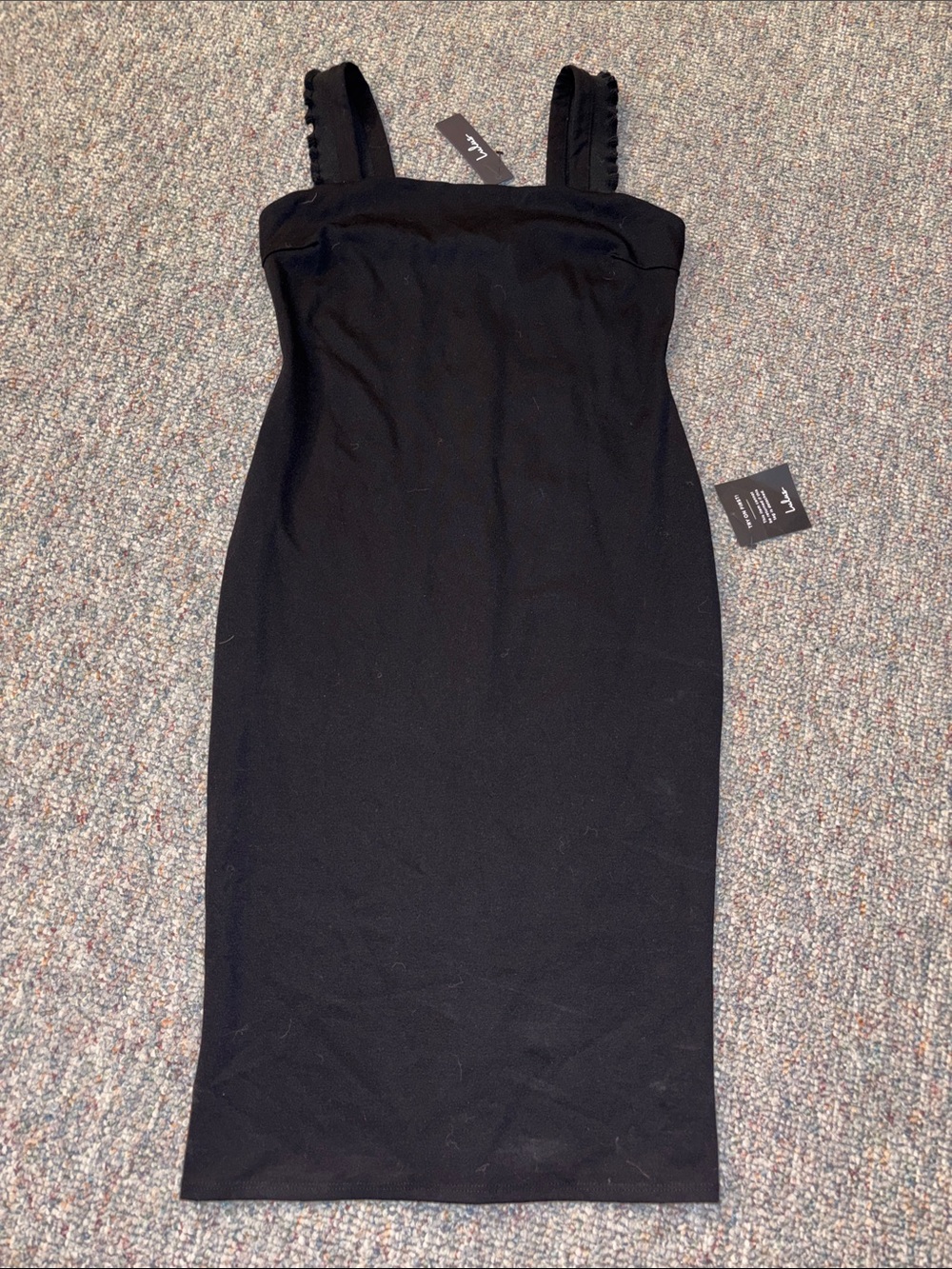 Lulu's Black Square-Neck Midi Bodycon Dress - NWT
